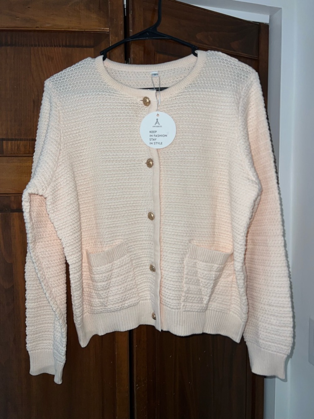 Women's Cream Button-Front Knit Cardigan Sweater
